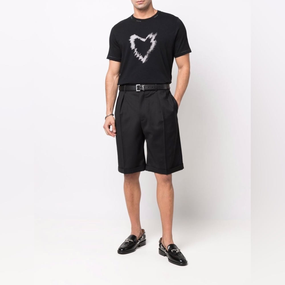 Saint Laurent Heart-Print Organic Cotton T-Shirt.